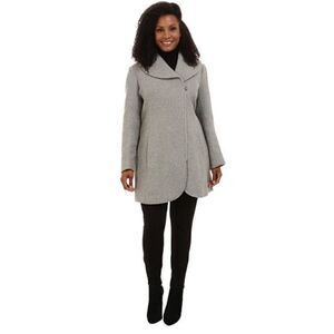 Nwt Jessica Simpson Plus  Braided Wool Coat With Shawl Collar Grey